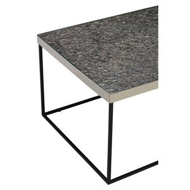 Silver Metal Rectangular Top Coffee Table with Black Interconnected Legs, Akola - Miola