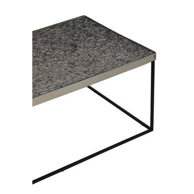 Silver Metal Rectangular Top Coffee Table with Black Interconnected Legs, Akola - Miola