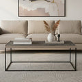 Silver Metal Rectangular Top Coffee Table with Black Interconnected Legs, Akola - Miola