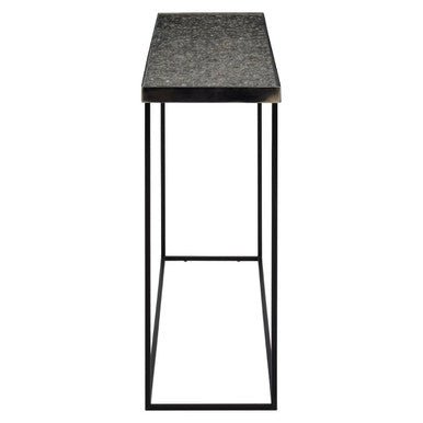 Metallic Silver Top Console Table with Black Metal Interconnected Legs, Akola - Miola