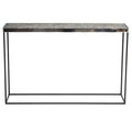 Metallic Silver Top Console Table with Black Metal Interconnected Legs, Akola - Miola