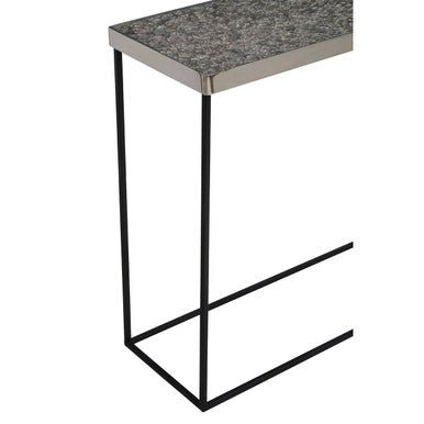 Metallic Silver Top Console Table with Black Metal Interconnected Legs, Akola - Miola