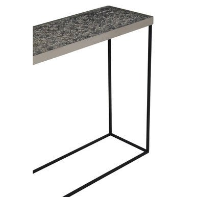 Metallic Silver Top Console Table with Black Metal Interconnected Legs, Akola - Miola