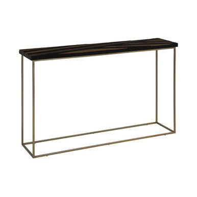 Aris Black and Gold Striped Acacia wood Console Table with Interconnected Metal Legs, Aris - Miola