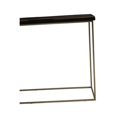 Aris Black and Gold Striped Acacia wood Console Table with Interconnected Metal Legs, Aris - Miola