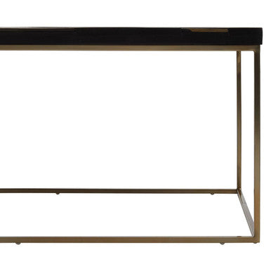 Aris Black and Gold Striped Acacia Wood Coffee Table with Interconnected Metal Legs - Miola