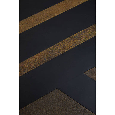 Aris Black and Gold Striped Acacia Wood Coffee Table with Interconnected Metal Legs - Miola