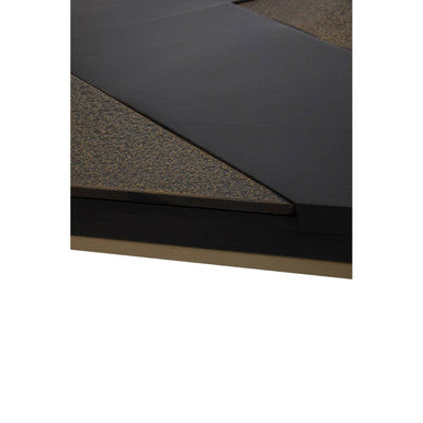 Aris Black and Gold Striped Acacia Wood Coffee Table with Interconnected Metal Legs - Miola