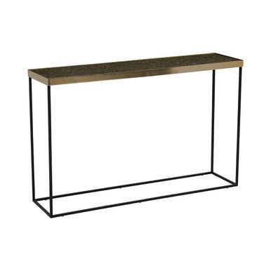 Gold Finish Console Table with Black Metal Interconnected Legs, Akola - Miola