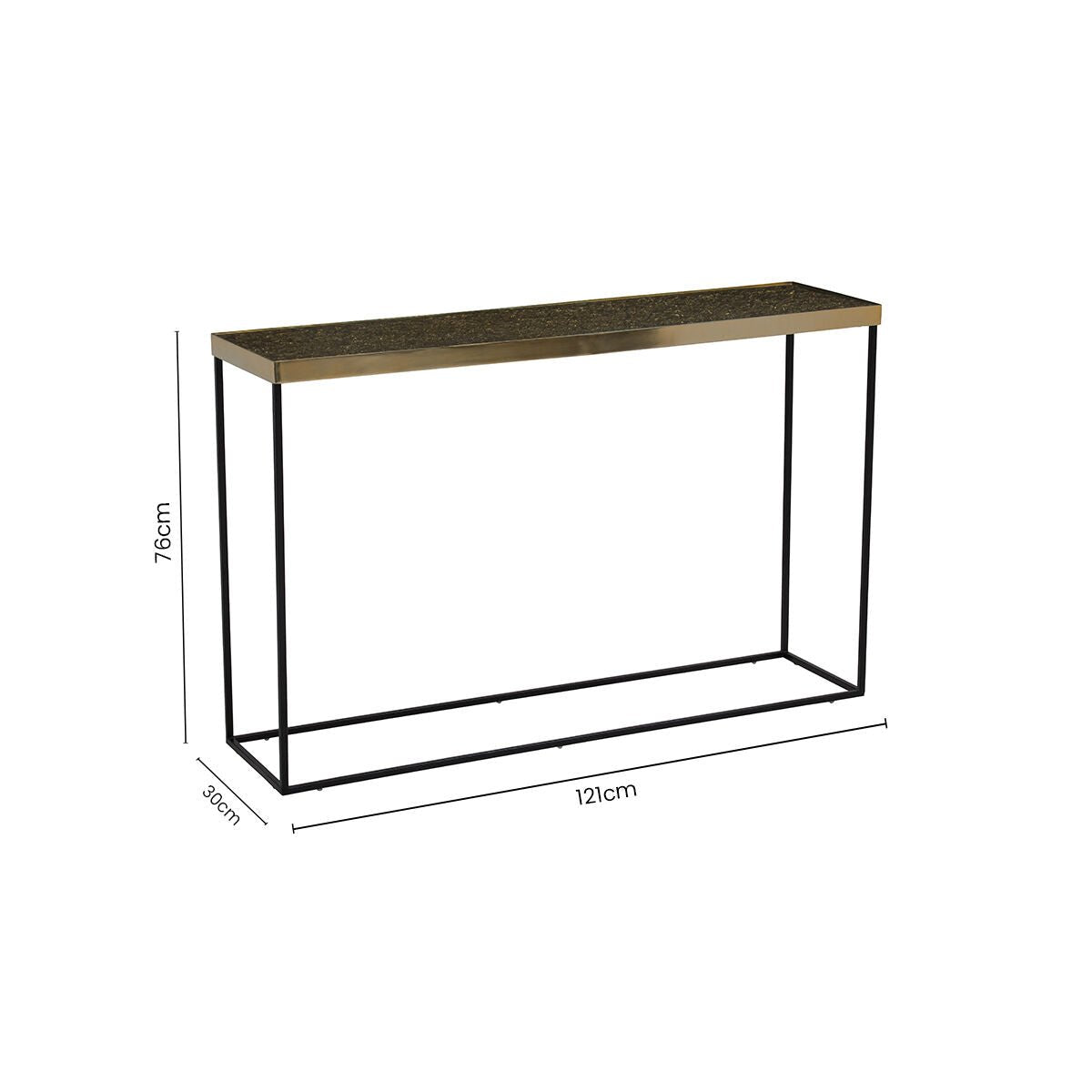 Gold Finish Console Table with Black Metal Interconnected Legs, Akola - Miola