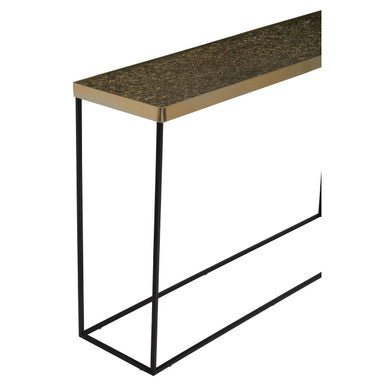 Gold Finish Console Table with Black Metal Interconnected Legs, Akola - Miola