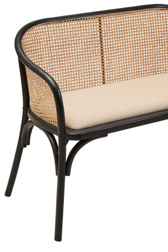 Cebu Natural Cane Bench with Black Beech Wood Frame