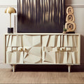 Sita Four Door Whitewash Mango Wood Abstract Sideboard - Miola