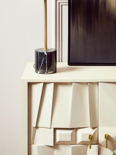 Sita Four Door Whitewash Mango Wood Abstract Sideboard - Miola