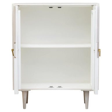 Sita Two Door Whitewash Mango Wood Abstract Cabinet - Miola