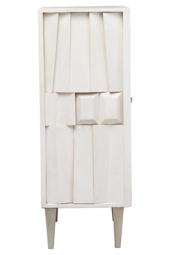 Sita Two Door Whitewash Mango Wood Abstract Cabinet - Miola