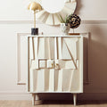 Sita Two Door Whitewash Mango Wood Abstract Cabinet - Miola