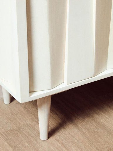Sita Two Door Whitewash Mango Wood Abstract Cabinet - Miola