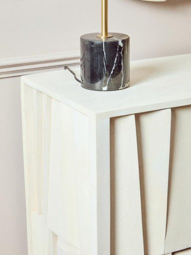 Sita Two Door Whitewash Mango Wood Abstract Cabinet - Miola