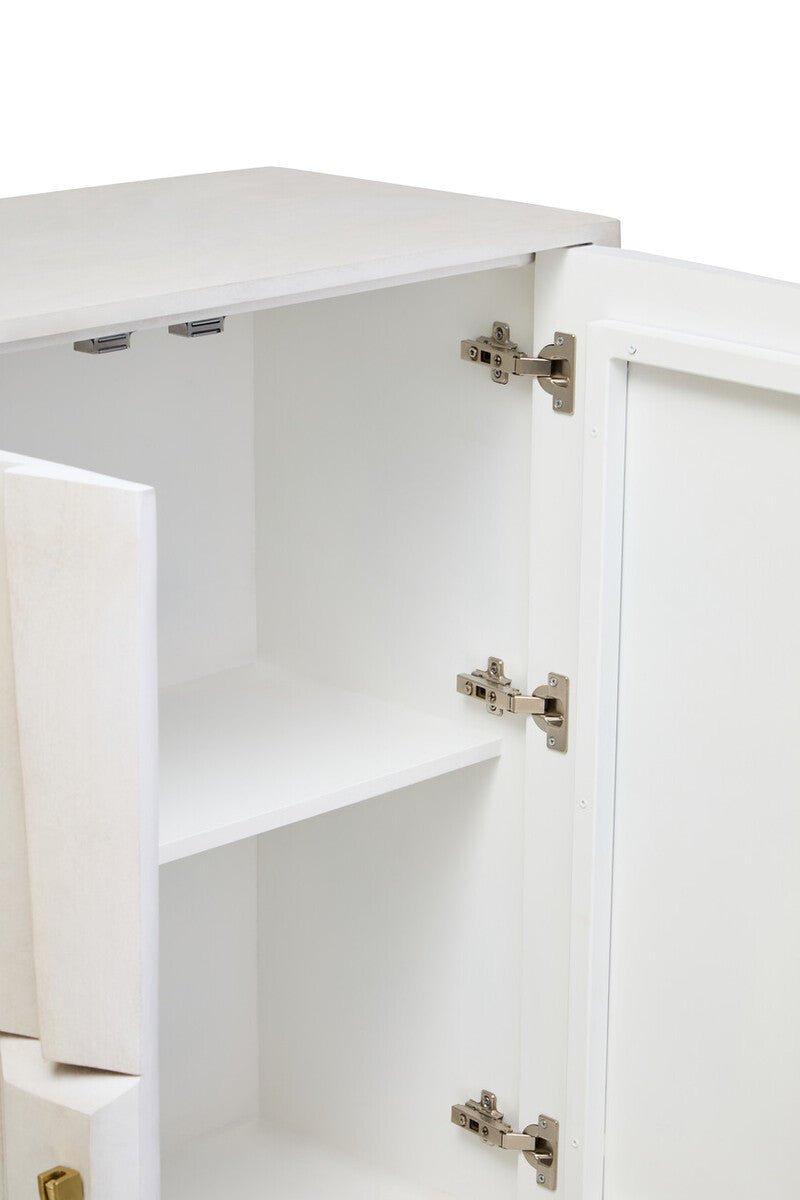 Sita Two Door Whitewash Mango Wood Abstract Cabinet - Miola