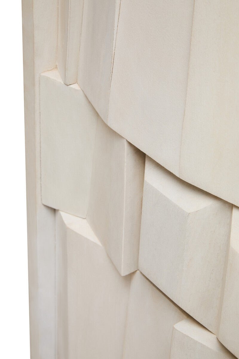 Sita Two Door Whitewash Mango Wood Abstract Cabinet - Miola