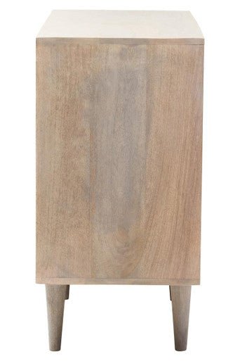 Satna Two Door Greywash Carved Mango Wood Sideboard - Miola