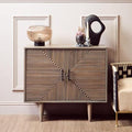 Satna Two Door Greywash Carved Mango Wood Sideboard - Miola