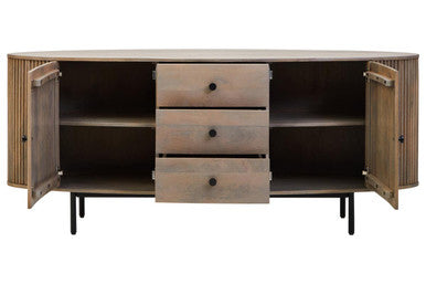 Torello Two Door Three Drawer Grey Mango Wood Sideboard
