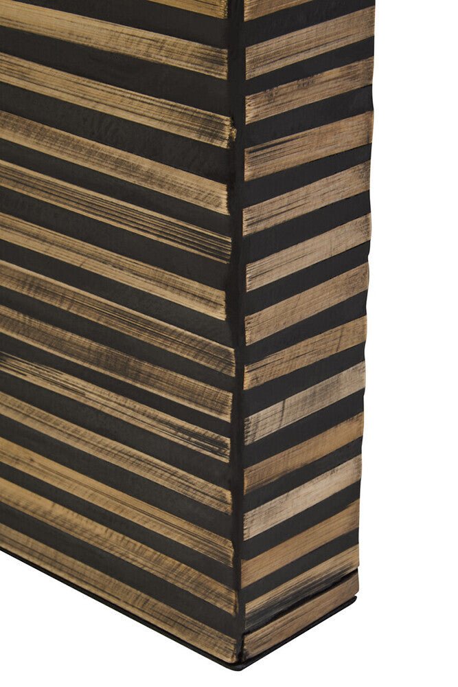 Natural Bamboo Inlay Curved Console Table with Sculptural Striped Design, Bambusa - Miola