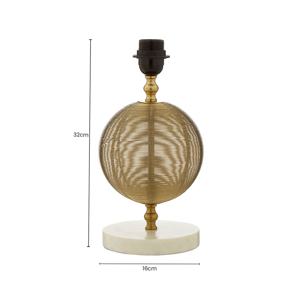 Melora Round Marble Gold Finish Table Lamp Base - Miola