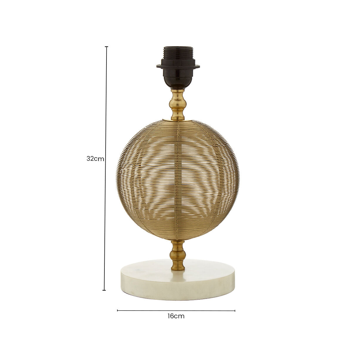 Melora Round Marble Gold Finish Table Lamp Base - Miola
