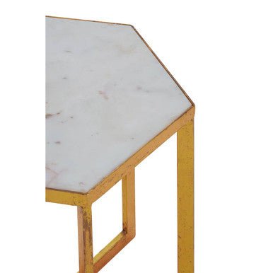 Sika White Marble and Gold Floor Lamp - Miola