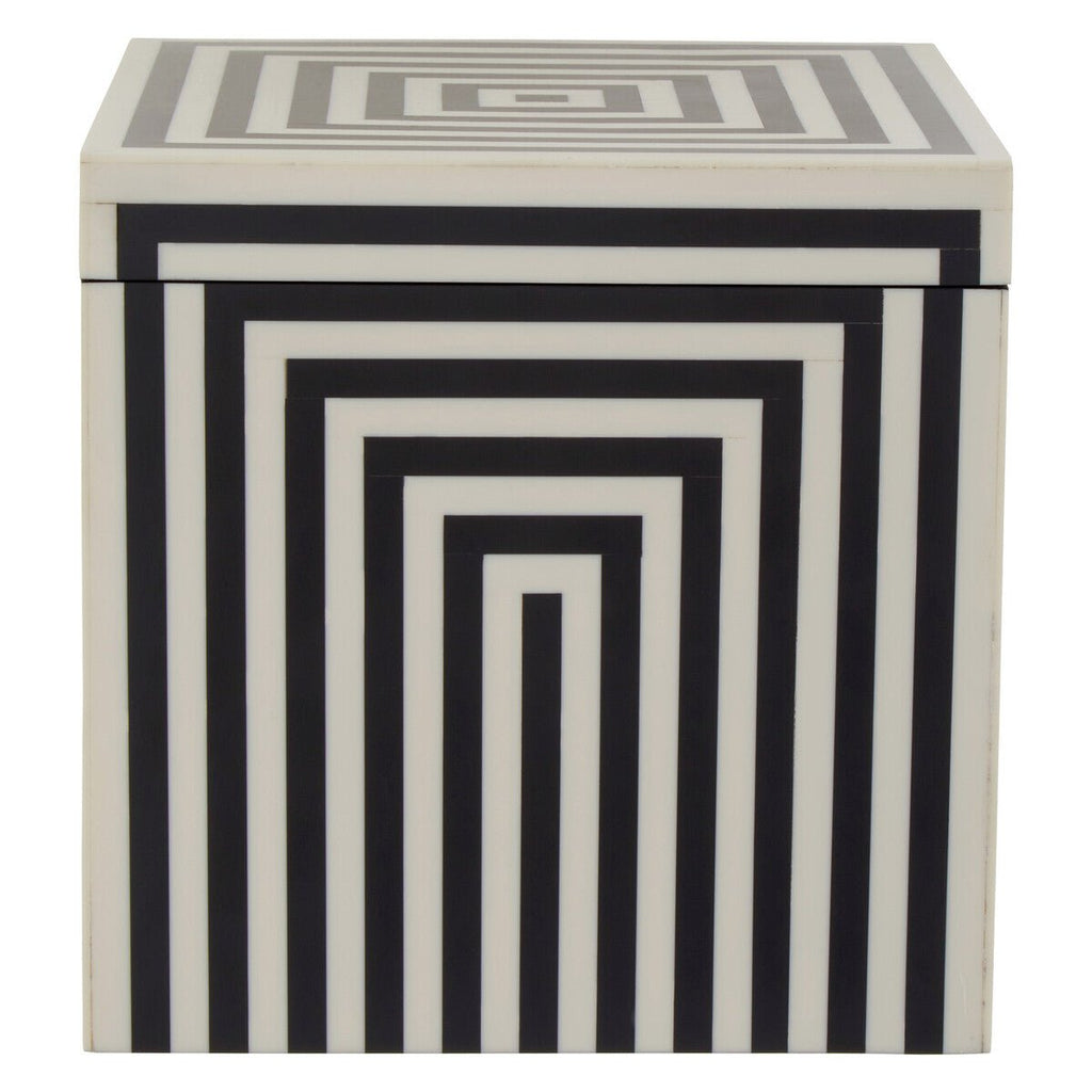 Donato Large Square Black and White Stripe Trinket Box - Miola