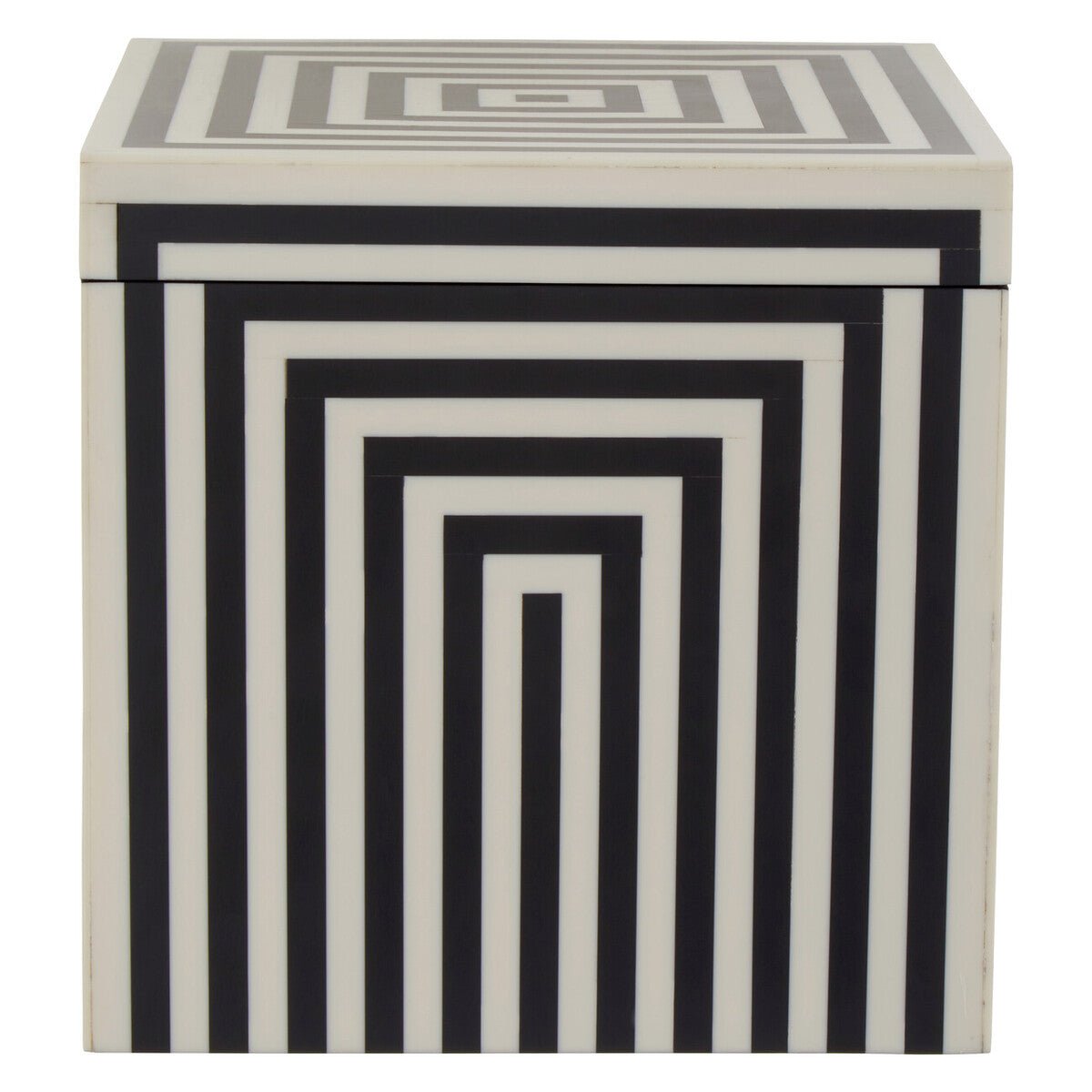 Donato Large Square Black and White Stripe Trinket Box - Miola