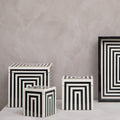 Donato Large Square Black and White Stripe Trinket Box - Miola
