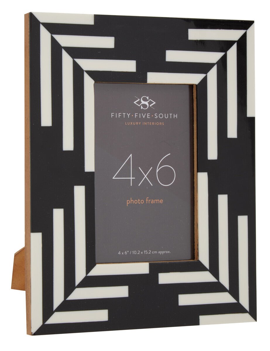Donato 4In X 6In Black And White Stripe Photo Frame - Miola