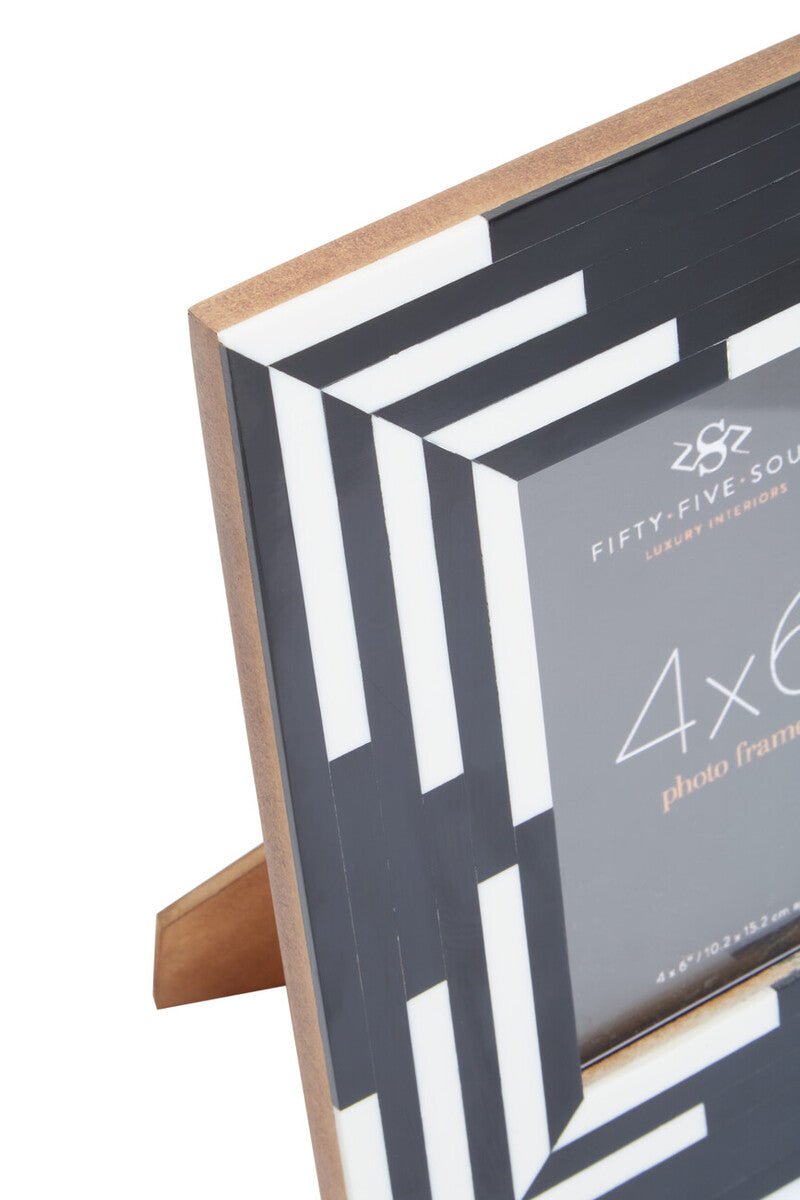 Donato 4In X 6In Black And White Stripe Photo Frame - Miola