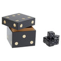 Churchill Games Black and Gold Dice Box with 5 Black Dice - Miola
