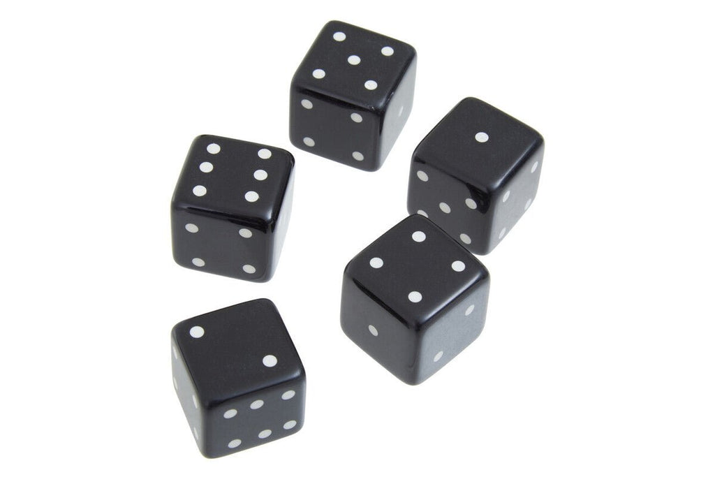 Churchill Games Black and Gold Dice Box with 5 Black Dice - Miola