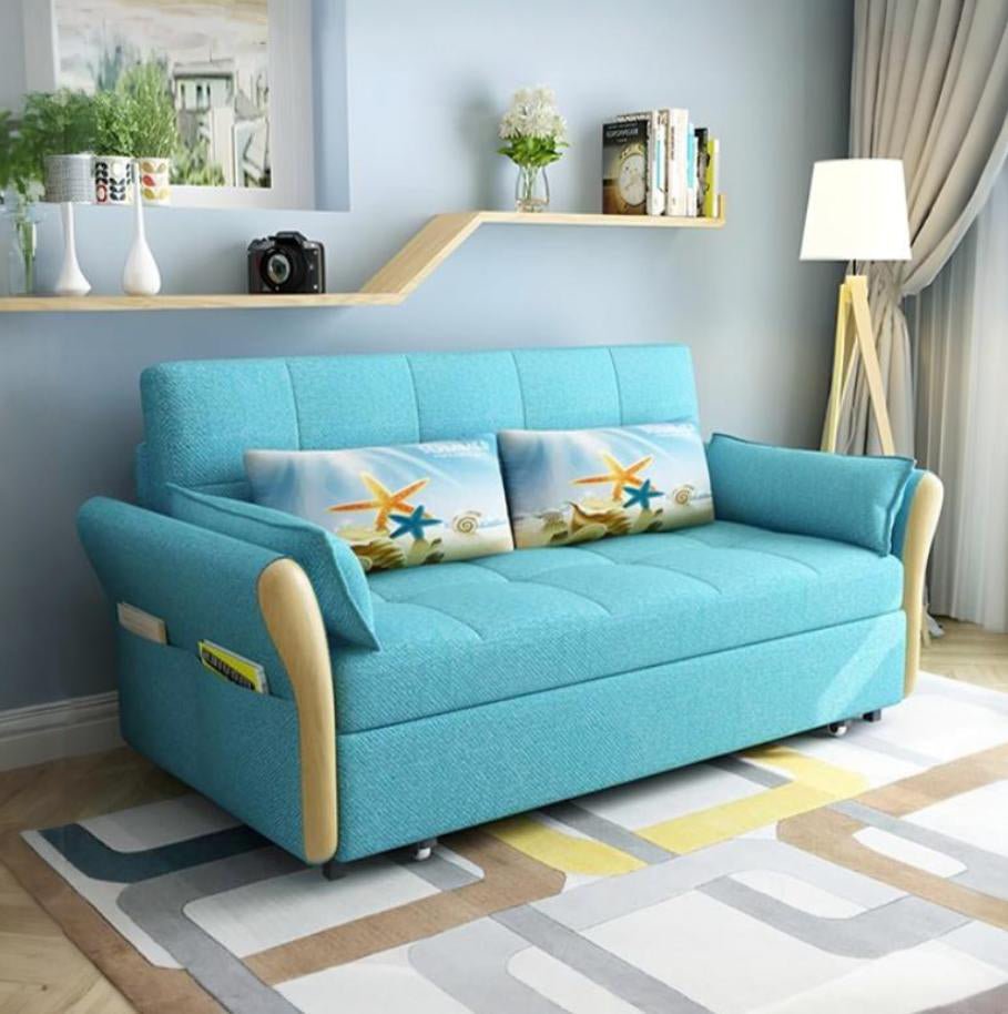 SB152 Two Seater Sofa Bed, Blue - Miola