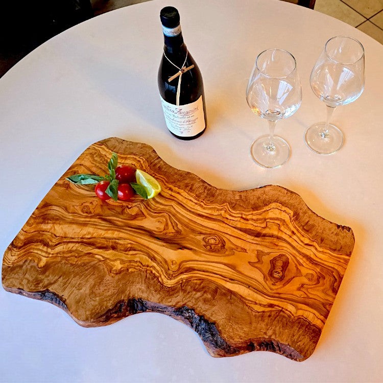Olive Wood Large Solid Irregular Shaped Rustic Handcrafted Charcuterie Board
