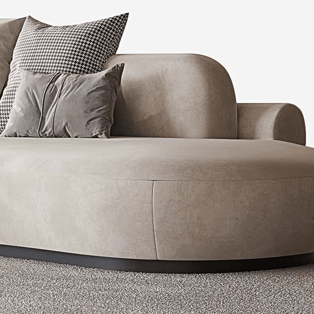 Cosima Grey Four Seater, Five Seater Curved Sofa, Long Sofa, Velvet - Miola