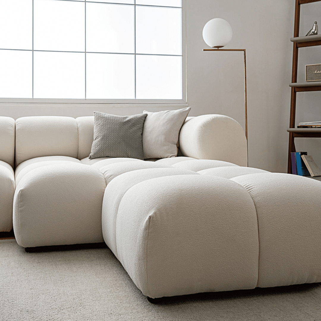 Lysander Velvet Module Three Seater, Four Seater, Five Seater Sofa, Corner Sofa, White - Miola