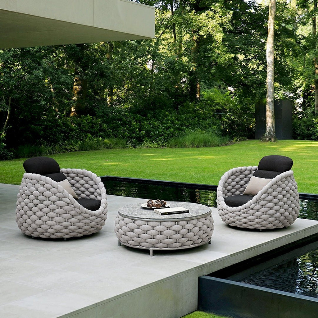 Marbella Textilene Rope Woven Outdoor Sofa Set, Grey - Miola