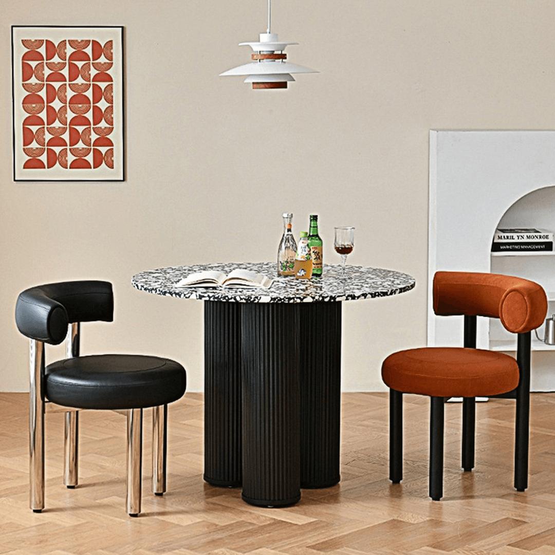 Martinez Small Round Dining Table, Marble - Miola