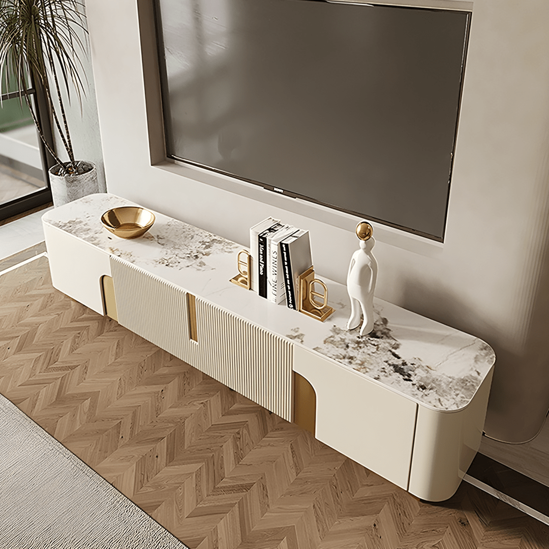 Athena TV Stand, Cream & Gold - Miola
