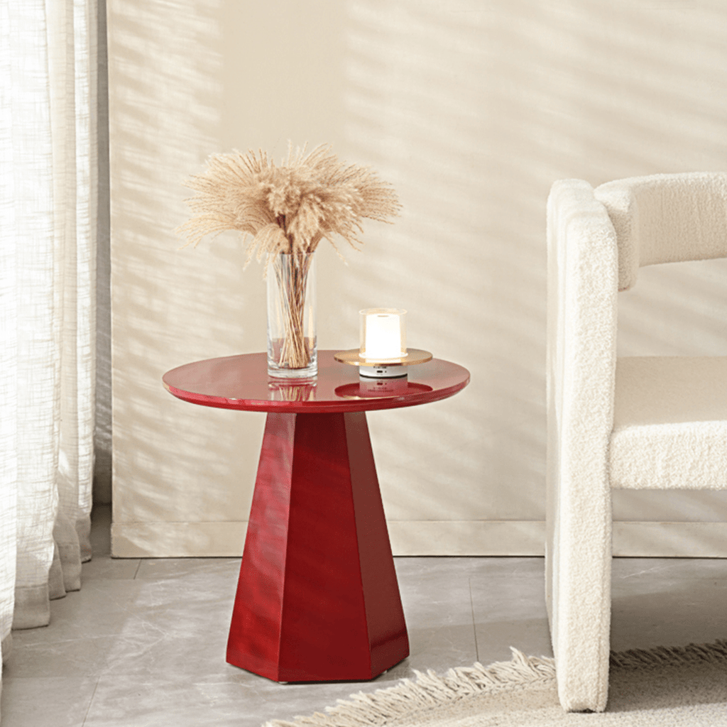 Melpomene Round Side Table, Red - Miola