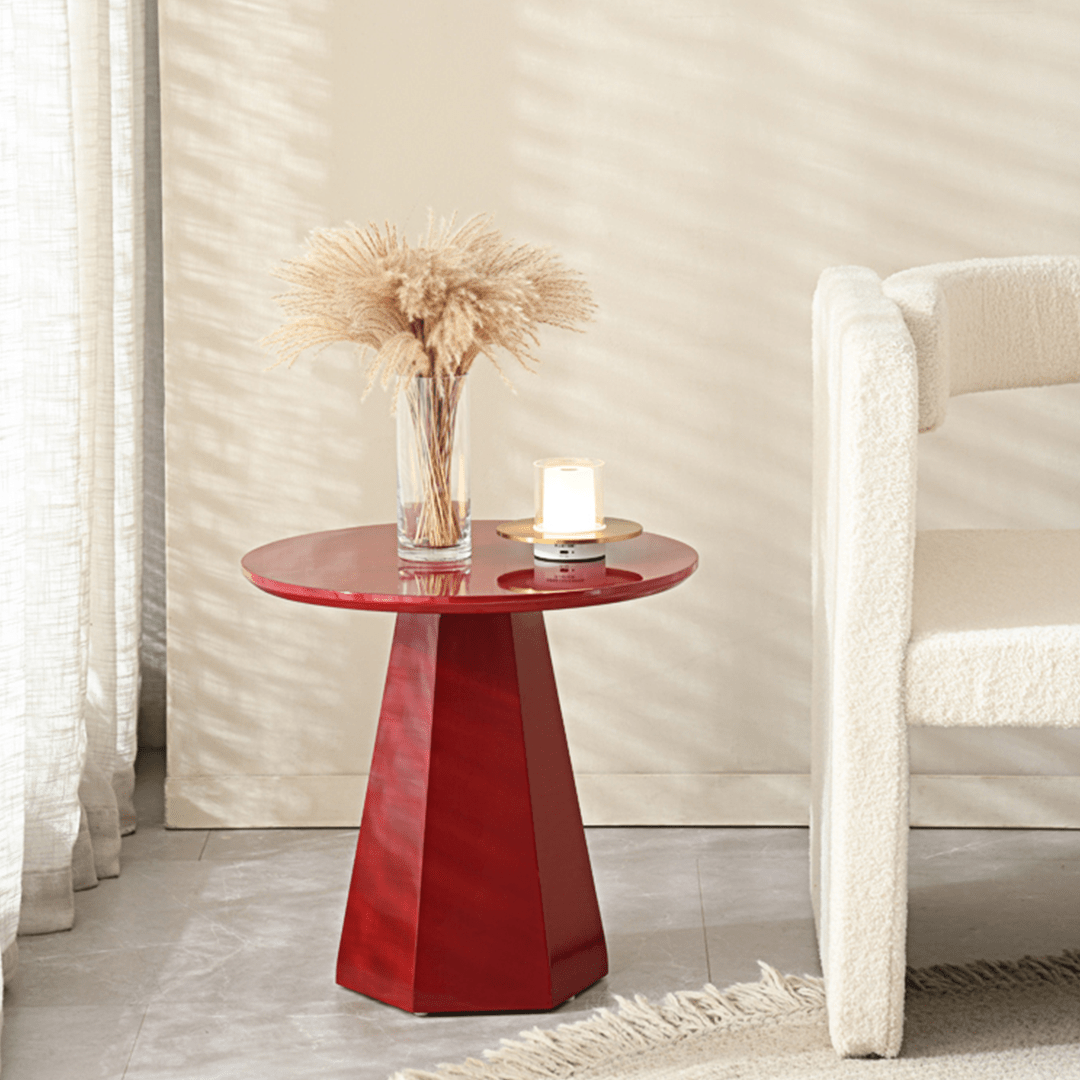 Melpomene Round Side Table, Red - Miola