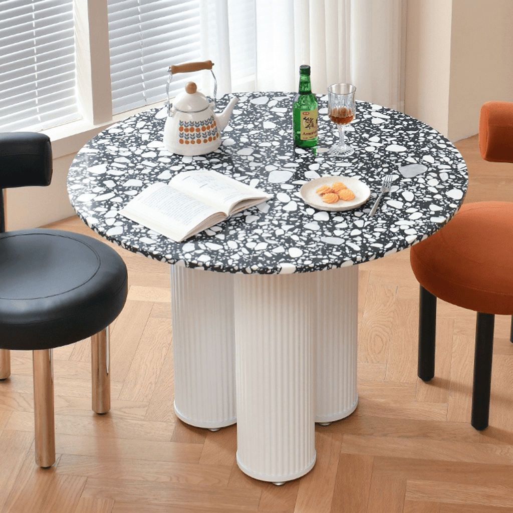 Nelli Modern Round Dining Table, Marble - Miola