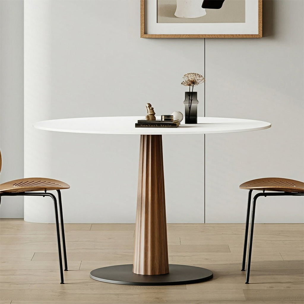 Anderson Small Round Dining Table, Sintered Stone & Solid Wood - Miola